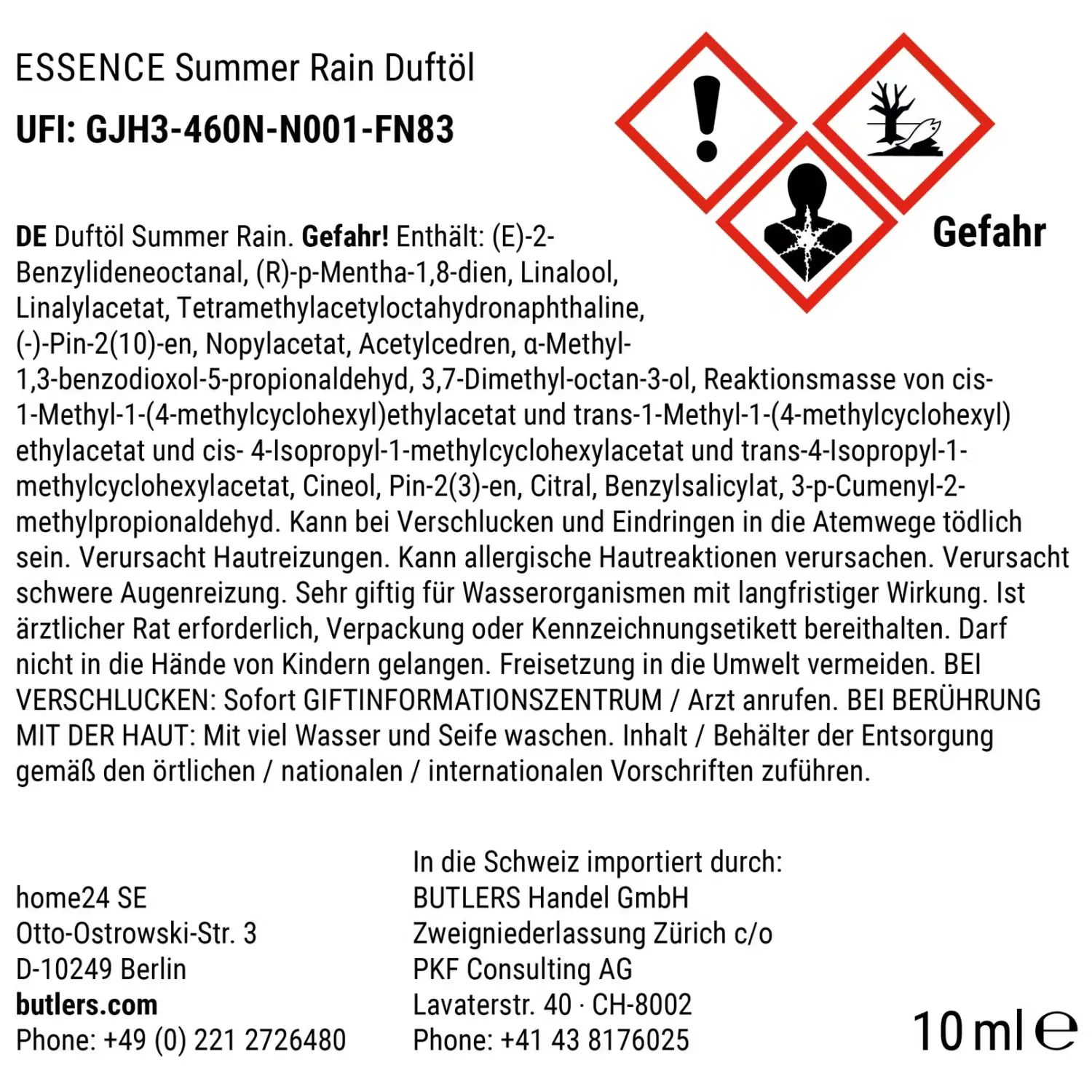 Butlers Raumdüfte|Raumdüfte & Diffuser-ESSENCE Duftöl Summer Rain