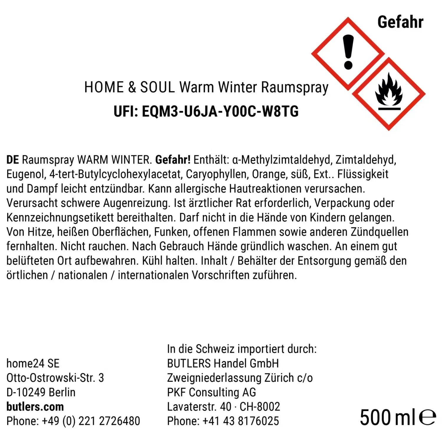 Butlers Raumdüfte|Raumdüfte & Diffuser-HOME & SOUL Raumspray X Warm Winter