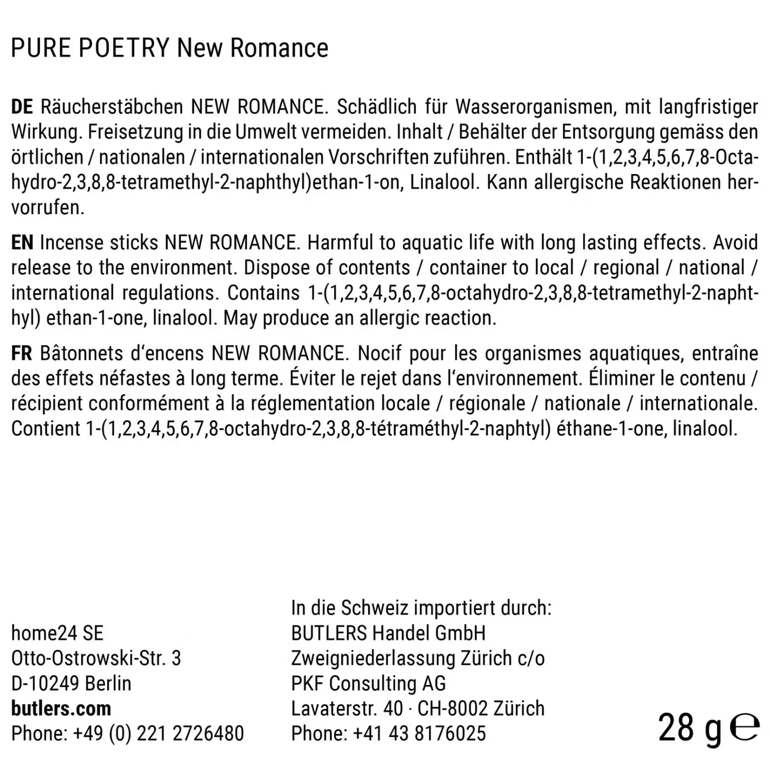 Butlers Raumdüfte|Raumdüfte & Diffuser-PURE POETRY Räucherstäbchen New Romance