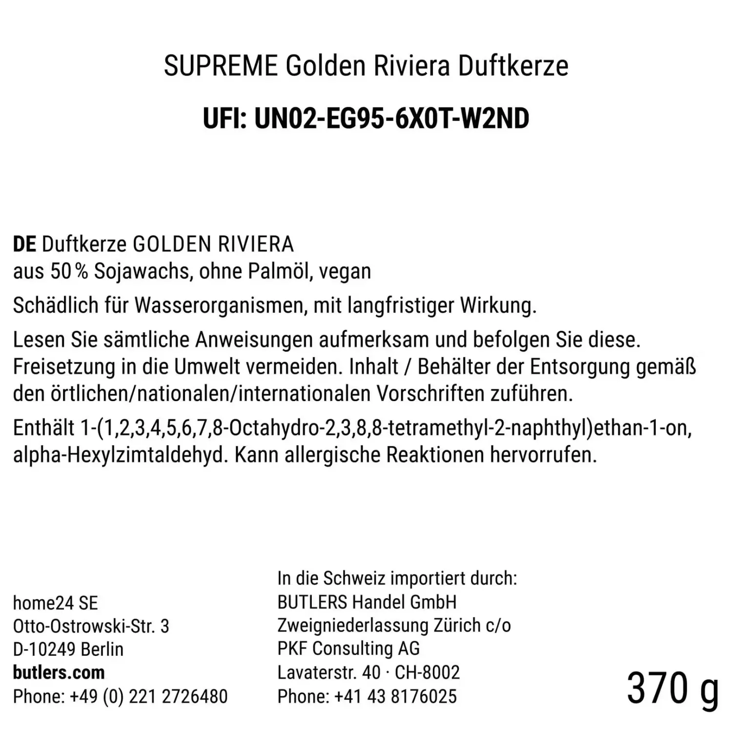 Butlers Raumdüfte|Raumdüfte & Diffuser-SUPREME Duftkerze Golden Riviera