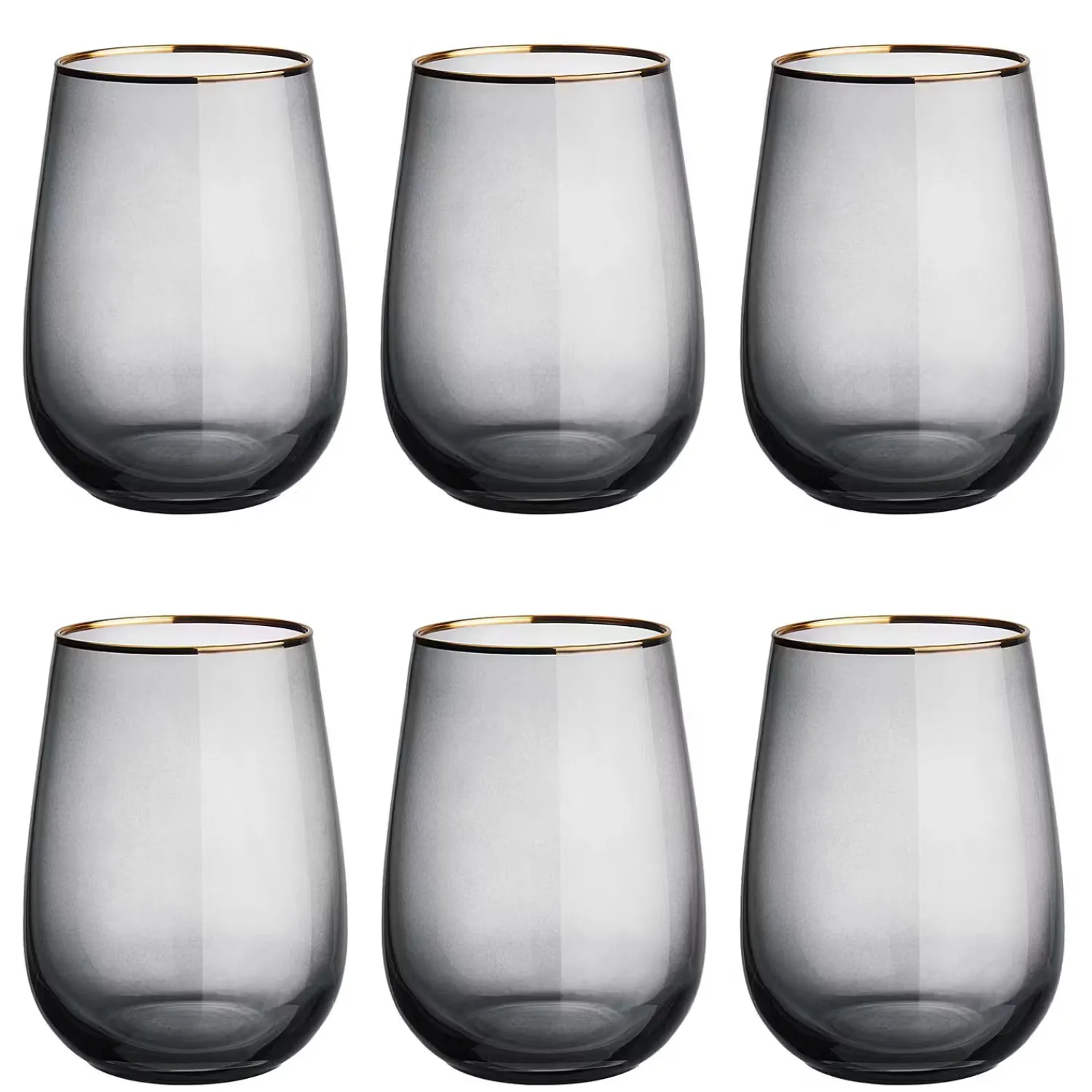 Butlers Wassergläser-TOUCH OF GOLD Gläser mit Goldrand 6er-Set