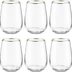 Butlers Wassergläser-TOUCH OF GOLD Trinkglas 6er-Set